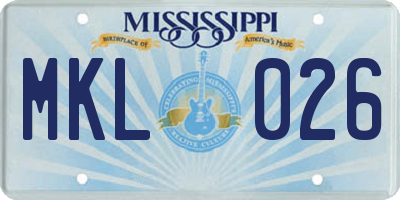 MS license plate MKL026