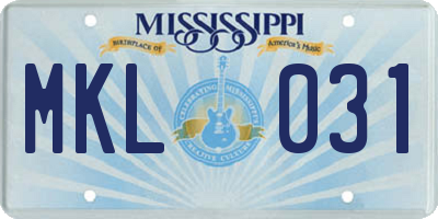 MS license plate MKL031