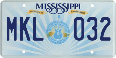 MS license plate MKL032