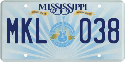 MS license plate MKL038