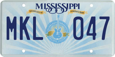MS license plate MKL047