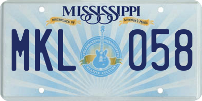 MS license plate MKL058