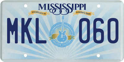 MS license plate MKL060