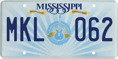 MS license plate MKL062