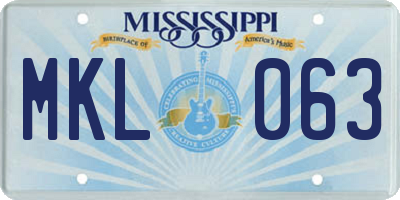 MS license plate MKL063