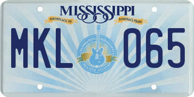 MS license plate MKL065