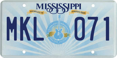 MS license plate MKL071