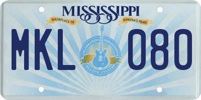 MS license plate MKL080