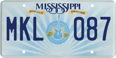 MS license plate MKL087