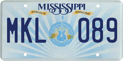 MS license plate MKL089