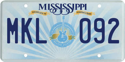 MS license plate MKL092