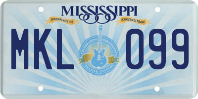 MS license plate MKL099
