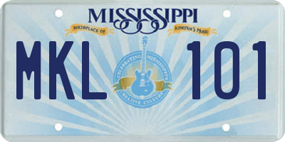 MS license plate MKL101