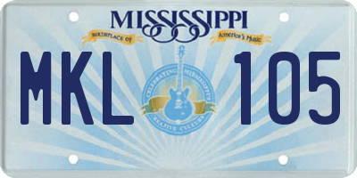 MS license plate MKL105