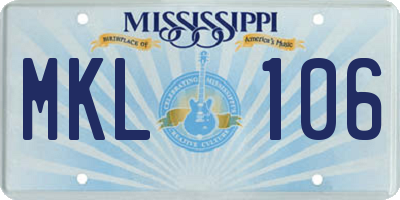 MS license plate MKL106