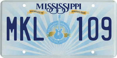 MS license plate MKL109