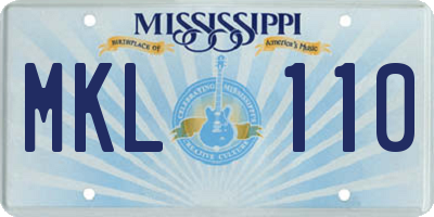 MS license plate MKL110