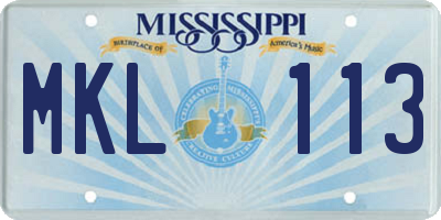 MS license plate MKL113