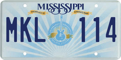 MS license plate MKL114