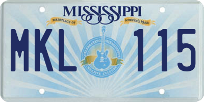 MS license plate MKL115