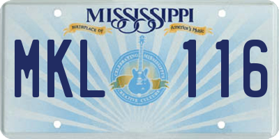 MS license plate MKL116