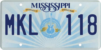 MS license plate MKL118