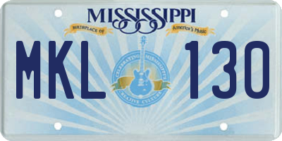 MS license plate MKL130