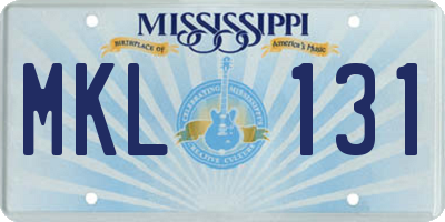 MS license plate MKL131
