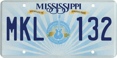 MS license plate MKL132