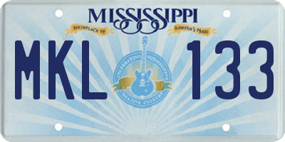 MS license plate MKL133