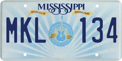 MS license plate MKL134