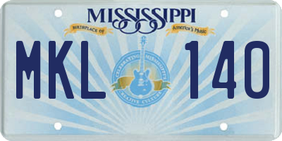 MS license plate MKL140