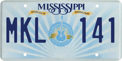 MS license plate MKL141
