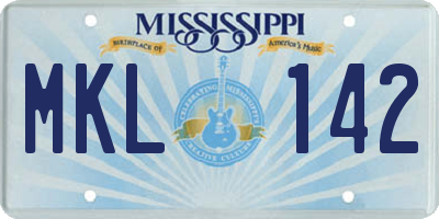 MS license plate MKL142