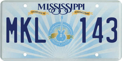 MS license plate MKL143