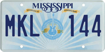 MS license plate MKL144