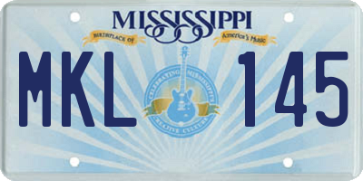MS license plate MKL145