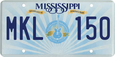 MS license plate MKL150