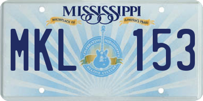 MS license plate MKL153