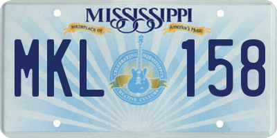MS license plate MKL158