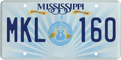 MS license plate MKL160