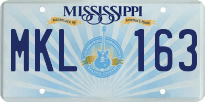 MS license plate MKL163