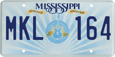 MS license plate MKL164