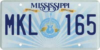 MS license plate MKL165