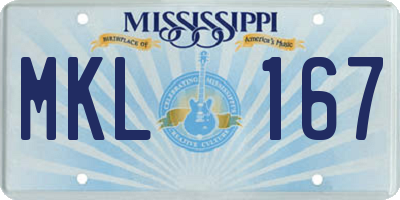 MS license plate MKL167