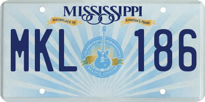 MS license plate MKL186