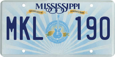 MS license plate MKL190