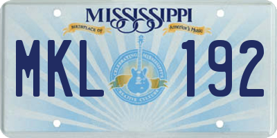 MS license plate MKL192