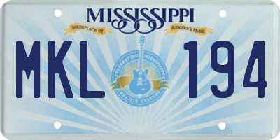 MS license plate MKL194