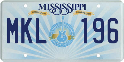 MS license plate MKL196